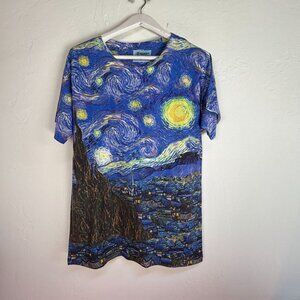 Yizzam Vincent Van Gogh The Starry Night T-Shirt Mens Medium Blue Short Sleeve